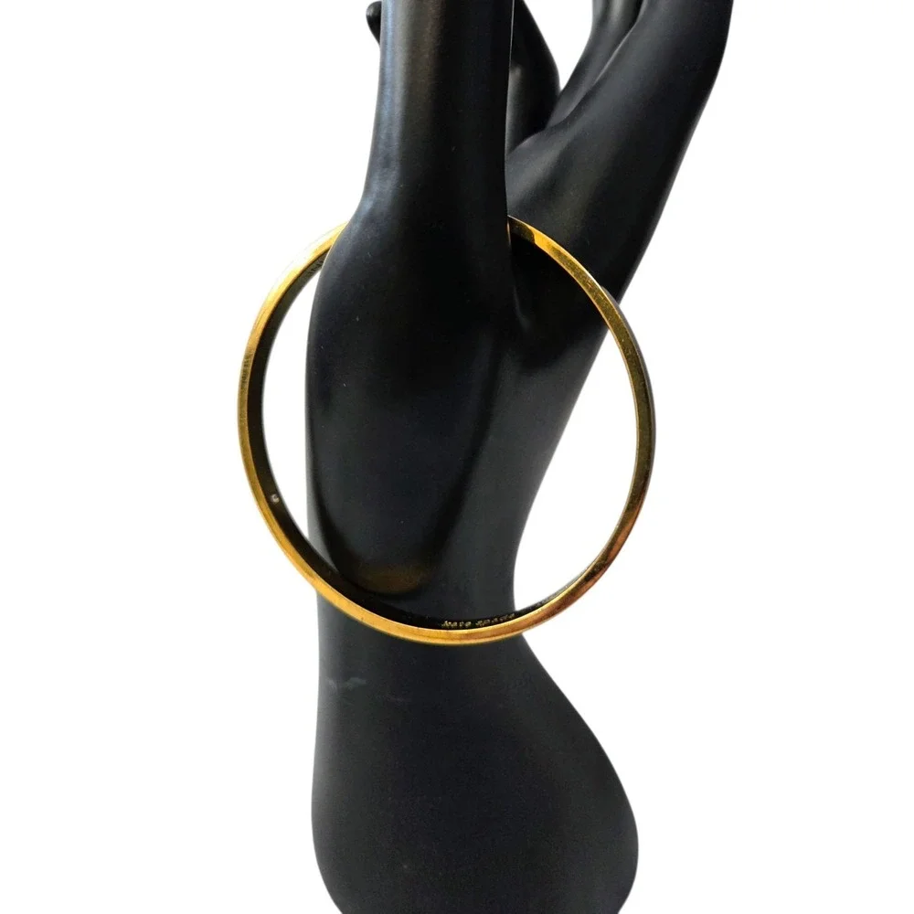Kate Spade New York Draw the Line Enamel Bangle Bracelet Black with Gold Trim - Picture 2 of 9